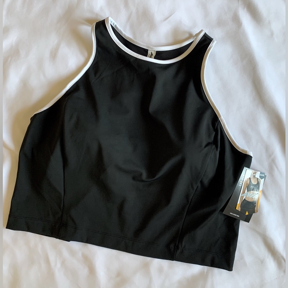 AVIA Court Bra Black w/ White Detail Size XXL (20) Sports Bra w/ Removable Pads